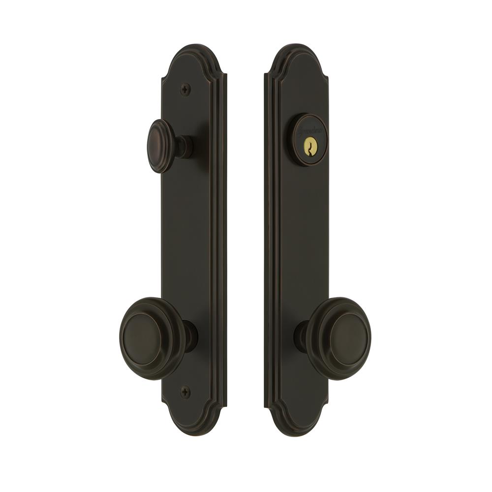 Grandeur by Nostalgic Warehouse ARCCIR Arc Tall Plate Complete Entry Set with Circulaire Knob in Timeless Bronze